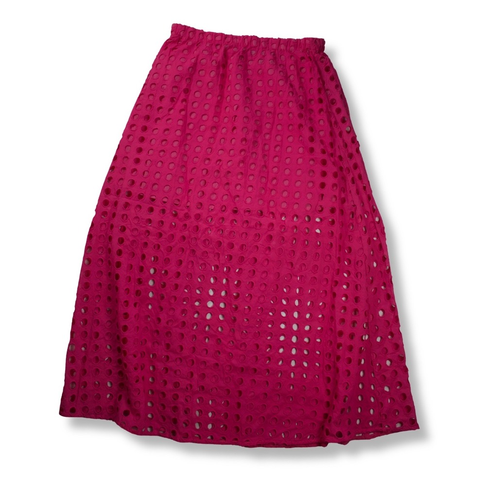 Tuckernuck Maxi Skirt Eyelet Cotton Elastic Waist Resort Womens Pink M